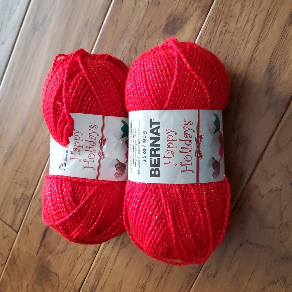 Bernat Happy Holidays Silvered Red Yarn Discontinued 2x 3.5 oz/100g
